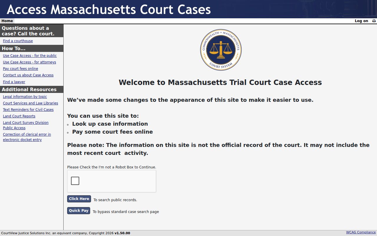 Norfolk County residents directory MassCourts public case search instructions