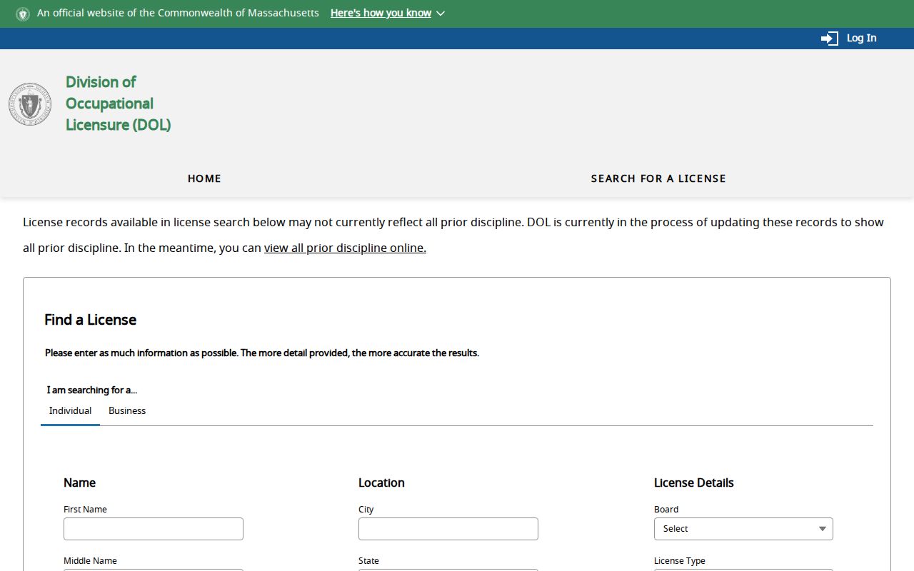 Norfolk County residents directory Massachusetts occupational license search