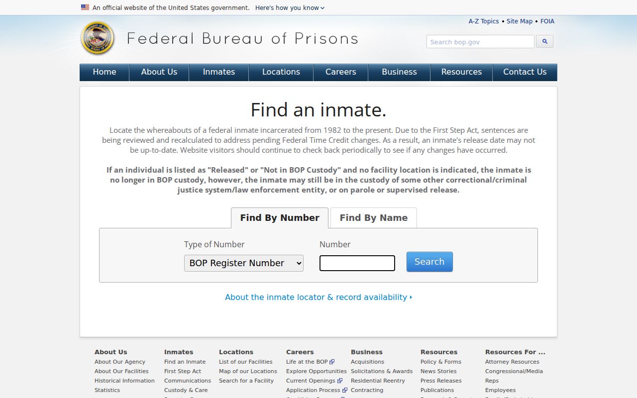 Norfolk County resident lookup using the Federal Bureau of Prisons locator