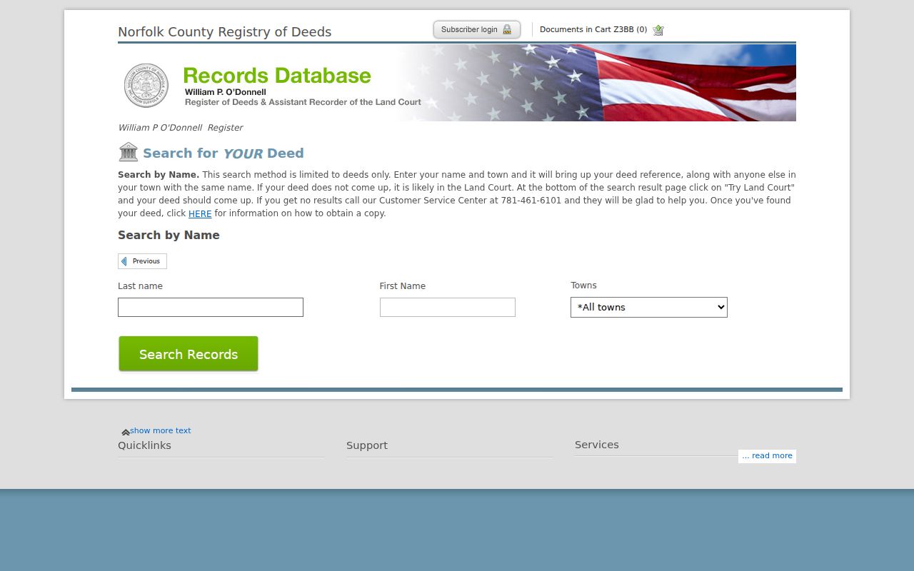 Norfolk County street directory Registry address and deed search
